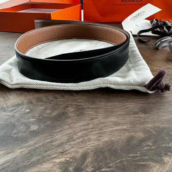NWT Reversible Hermes Belt Black/Brown Silver H Buckle